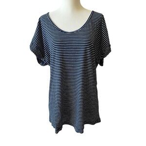 ALLEN ALLEN SS TEE SHIRT SZ M STRIPES COASTAL GRANDMA NAUTICAL COTTON MODAL